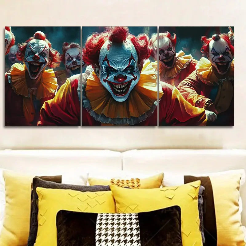 3pcs The Clown at the Party Metal Print Ready to Hang Art