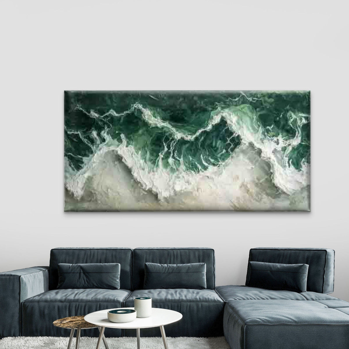 Ocean Waves And Sea Foam Wall Art Canvas Office Home Room Framed 80x45cm