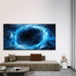 Abstract Blue Smoke Ring Wall Art Canvas Office Home Room Framed 80x45cm