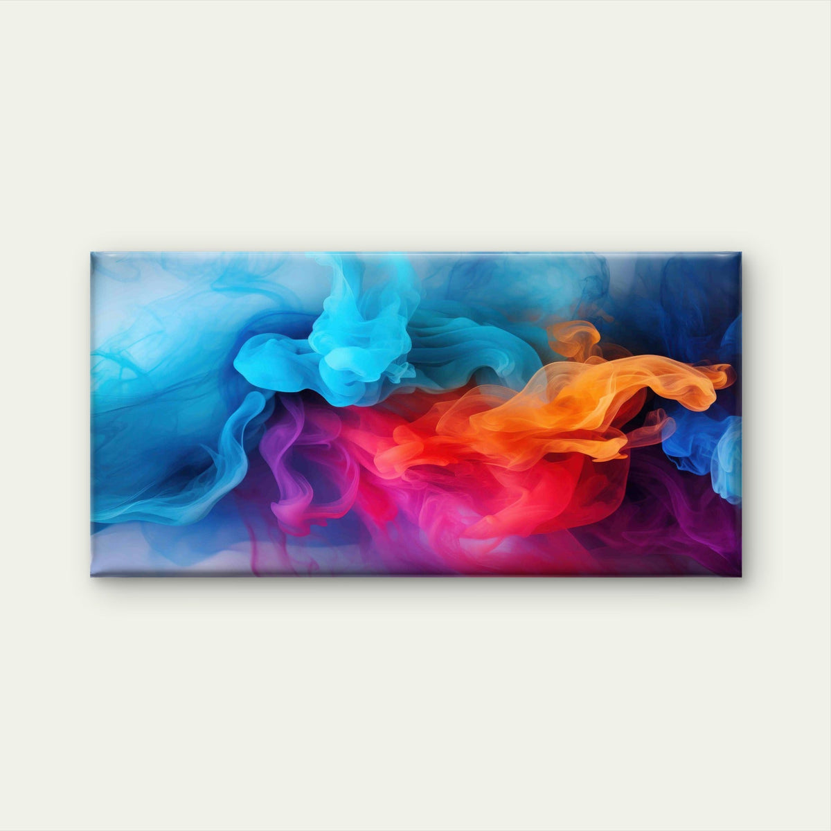 Vibrant Swirling Colored Smoke Wall Art Canvas Office Home Room Framed 120x60cm
