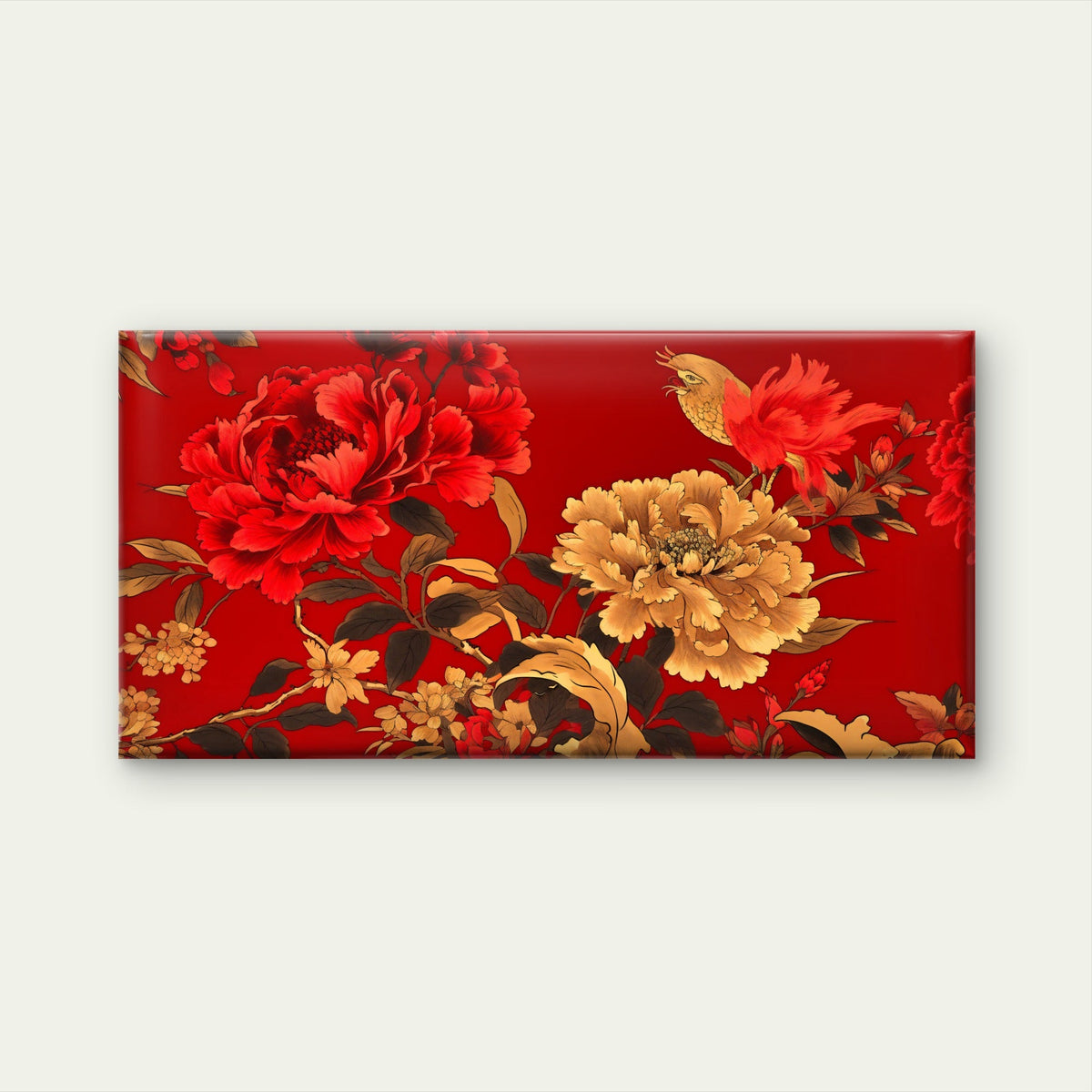 Luxurious Red Peony Art Wall Art Canvas Office Home Room Framed 120x60cm
