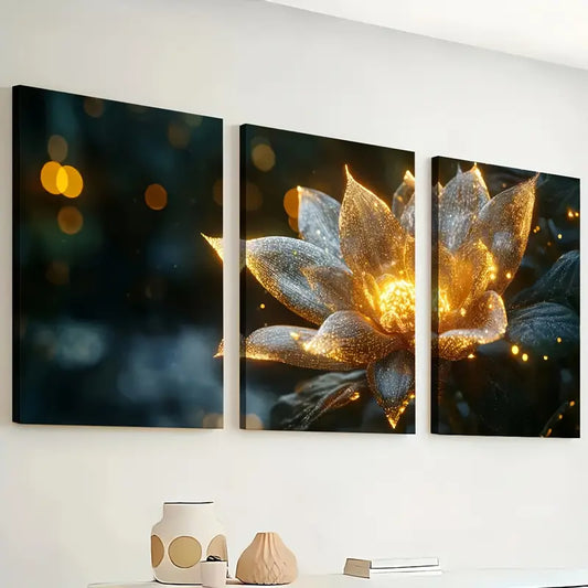 3pcs Ready to Hanging, Modern Fantasy Plant Flower Landscape Art Wall Art Set Canvas Framed 40x60cm - High Quality Print 100% Australian Made Wall Canvas Ready to Hang