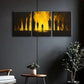 3pcs Black and Yellow Silhouettes Metal Print Ready to Hang Art