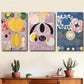 3pcs Colorful Shapes and Flowing Lines with Artistic Lettering Metal Print Ready to Hang Art