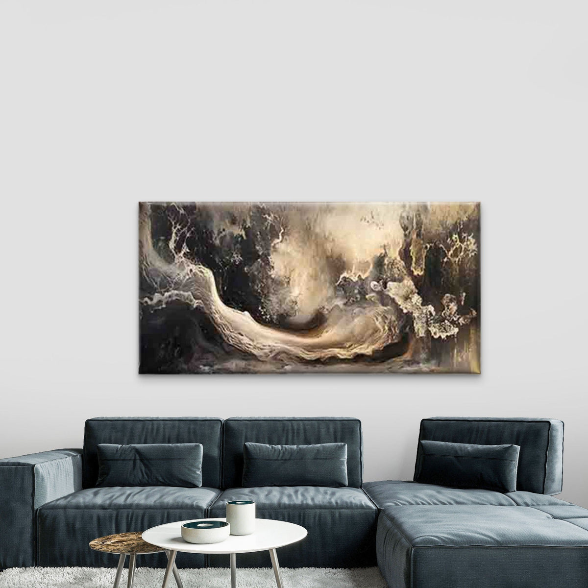 Pattern of Surging Ocean Waves Wall Art Canvas Office Home Room Framed 120x60cm