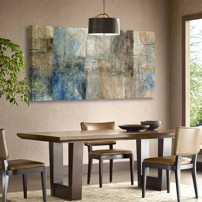 Brown Abstract Vintage Wall Art canvas office home room framed 120x60cm