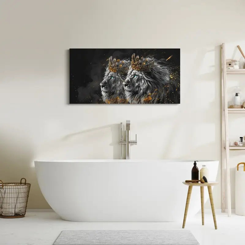 African Wild Animal Rustic Wildlife Lion Wall Art canvas office home room framed 120x60cm