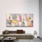 Abstract Geometric Pink Golden Wall Art Canvas Office Home Room Framed 80x45cm
