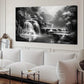 Black and White Serene Waterfall Nature Scene Wall Art canvas office home room framed 120x60cm