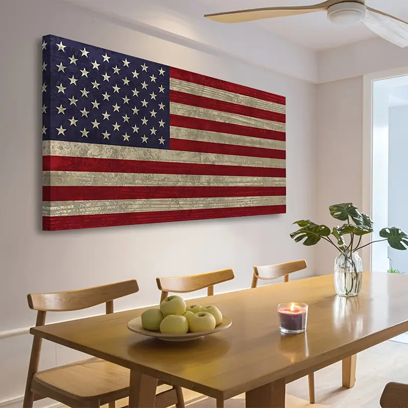 American National Flag Vintage Flag Stars and Stripes Wall Art canvas office home room framed 120x60cm