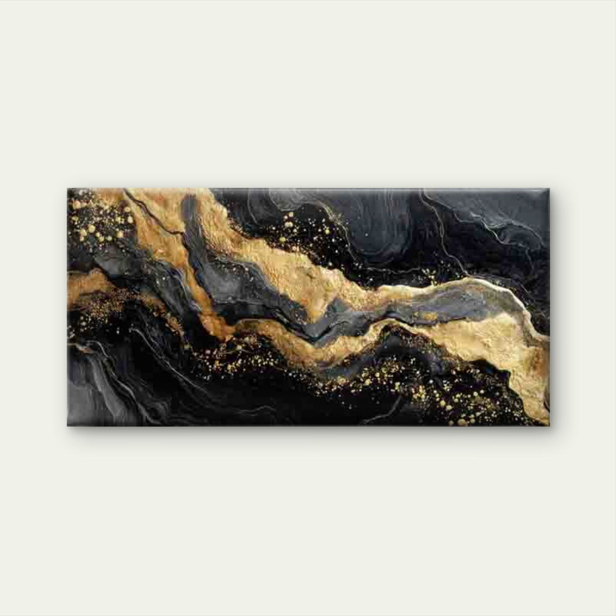 Luxury Elegance Golden Accents Wall Art Canvas Office Home Room Framed 80x45cm