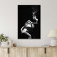 Woman Smoking a Cigarette with A White Smoke & Hat on In Black Print 100% Australian Made 40x60cm Stretched Canvas Ready to Hang