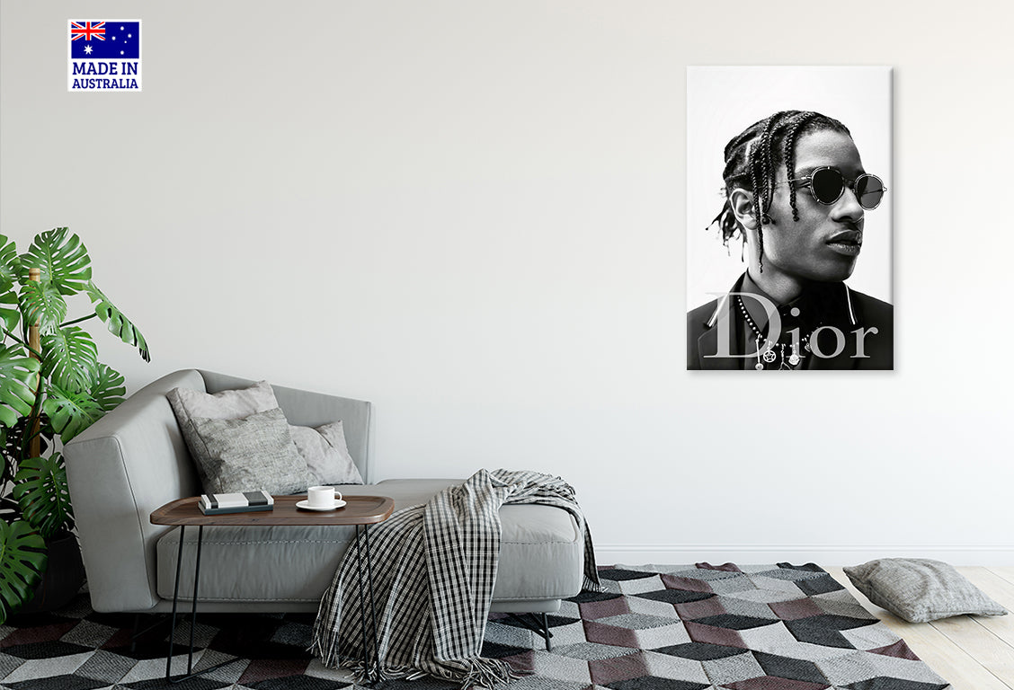 Man With Dreadlocks and Sunglasses Print 100% Australian Made 40x60cm Stretched Canvas Ready to Hang