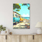 Couple Of Vans Parked on The Summer Beach Sandy Shores Print 100% Australian Made 40x60cm Stretched Canvas Ready to Hang