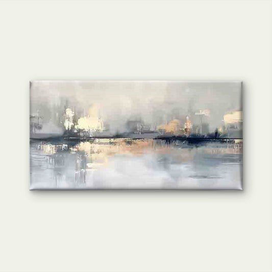 Serene Abstract Landscape Wall Art Canvas Office Home Room Framed 80x45cm
