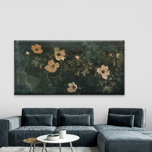 Vintage Modern Botanical Floral Wall Art Canvas Office Home Room Framed 80x45cm
