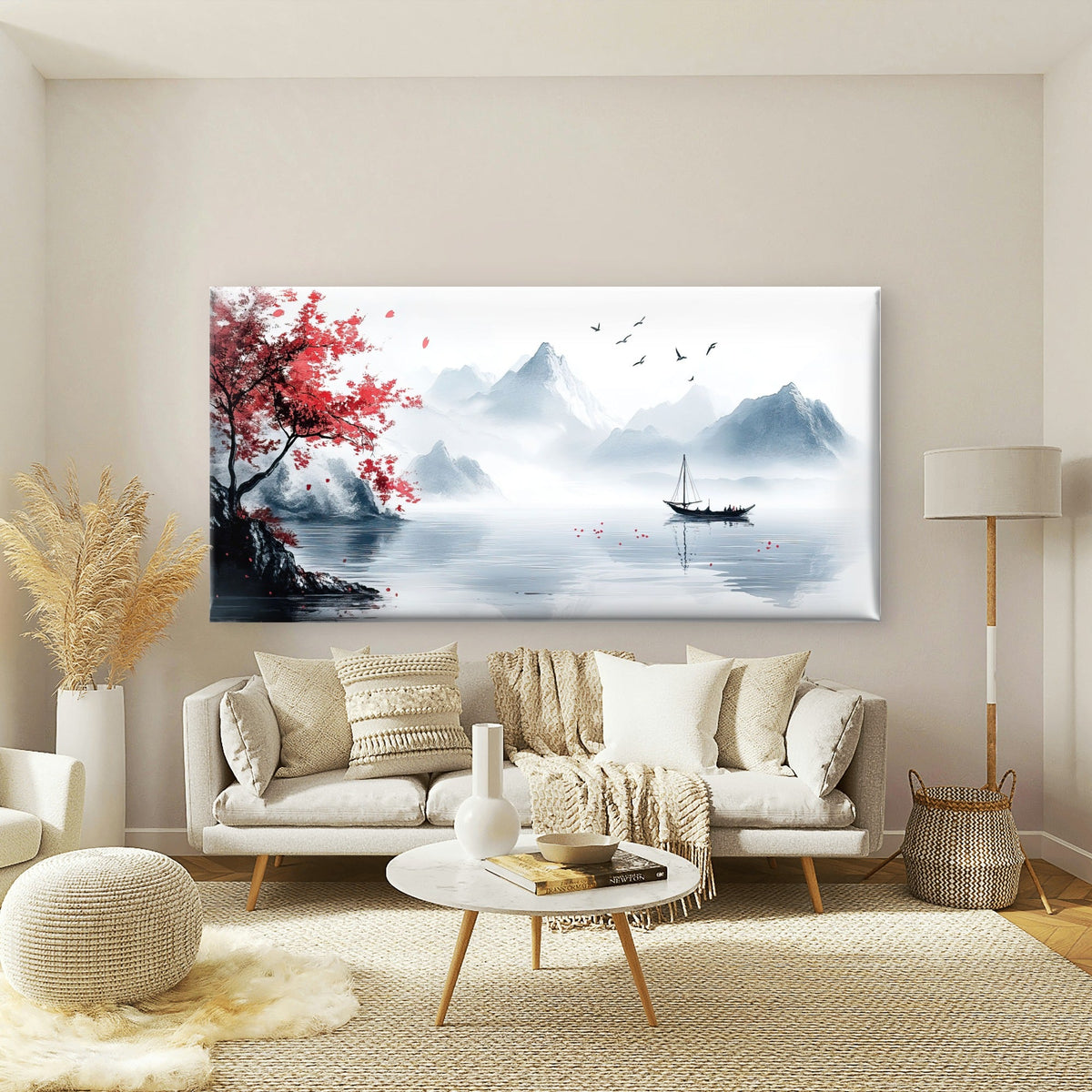 Misty Mountains Lake Wa Wall Art Canvas Office Home Room Framed 80x45cm