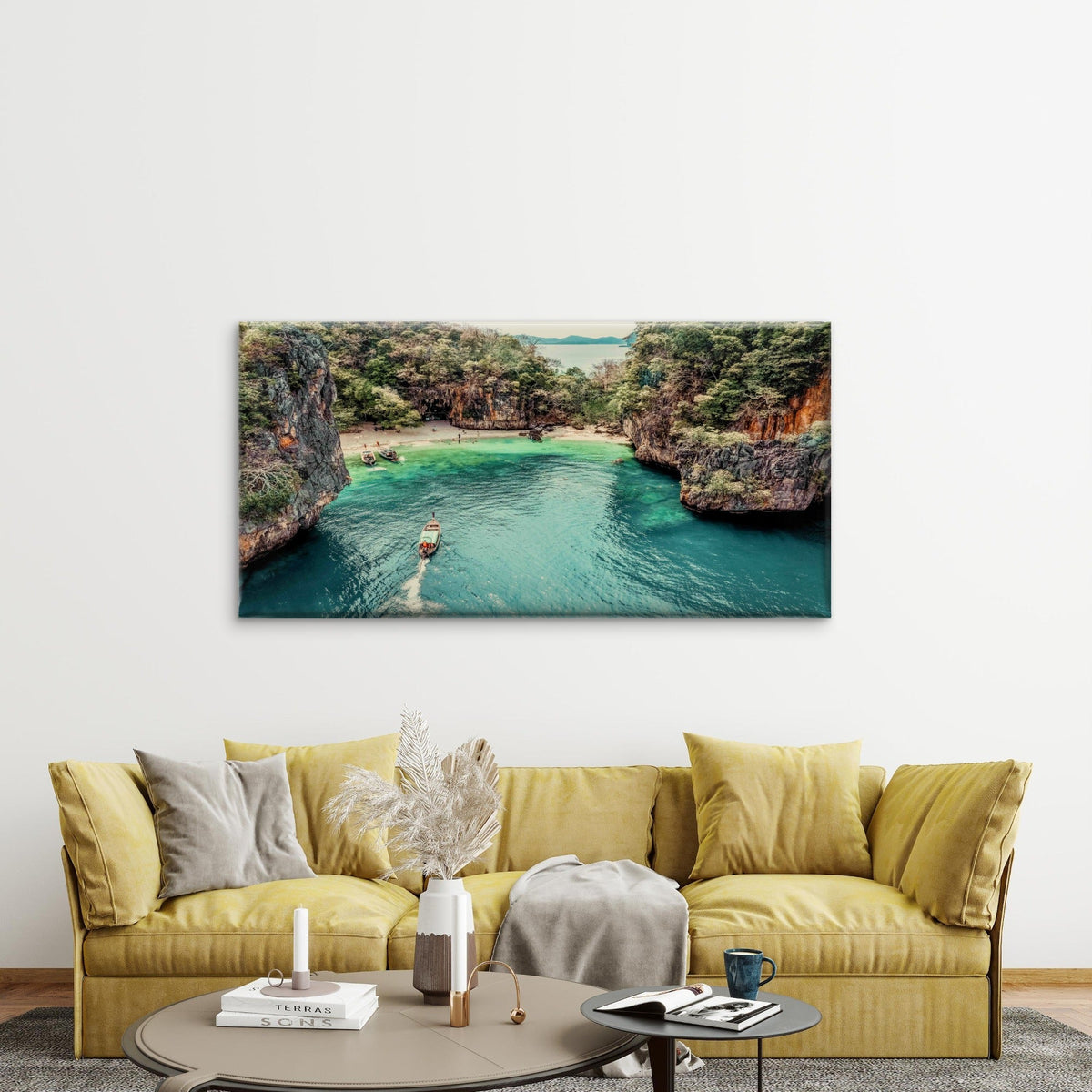 Aerial View Of Krabi Island Wall Art Canvas Office Home Room Framed 120x60cm