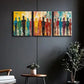 3pcs A row of people Metal Print Ready to Hang Art