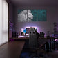 3pcs Teal Patterns, White Lion Head Design Metal Print Ready to Hang Art