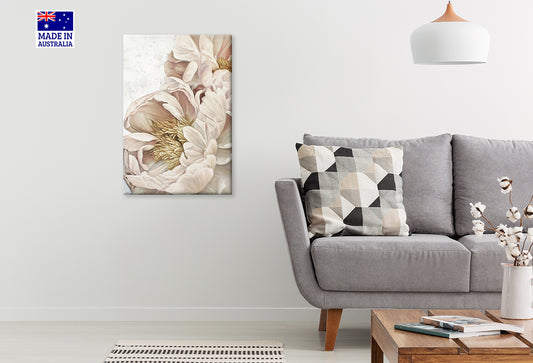 Beauty Of Calm Pink Peony Flowers Print 100% Australian Made 40x60cm Stretched Canvas Ready to Hang