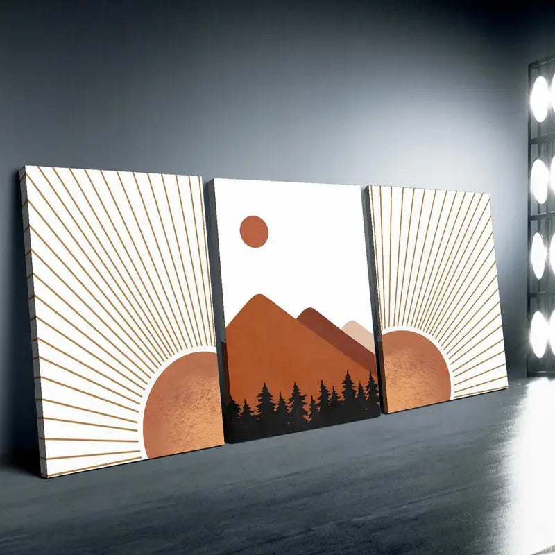 3pcs Abstract Terracotta LandscapeWall Art Set Canvas Framed 40x60cm - High Quality Print 100% Australian Made Wall Canvas Ready to Hang