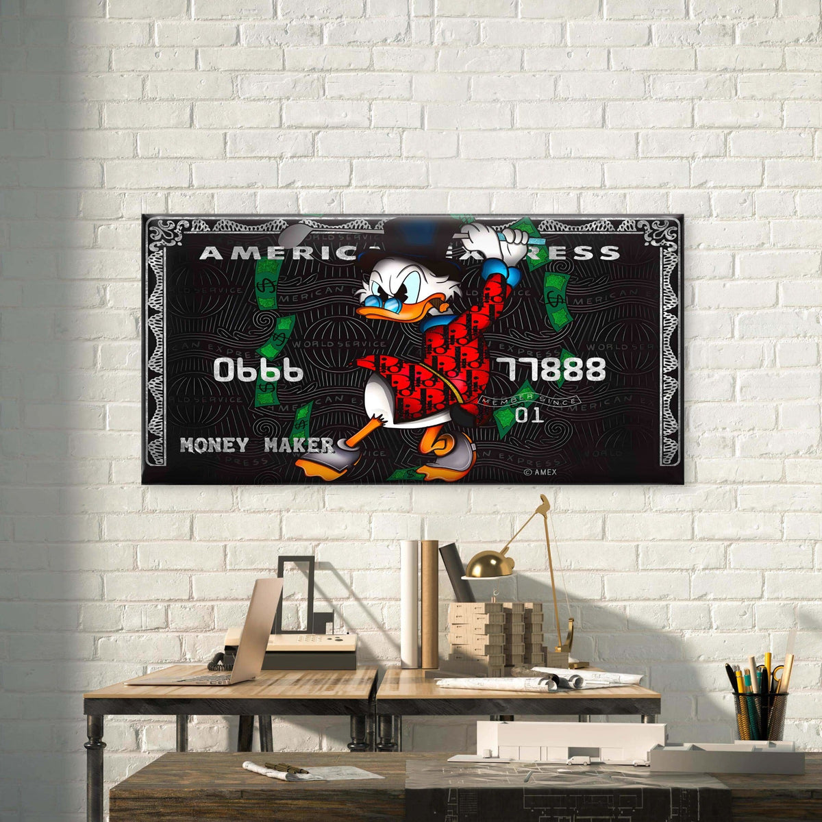 Rich Fowl Money Maker Wall Art Canvas Office Home Room Framed 80x45cm