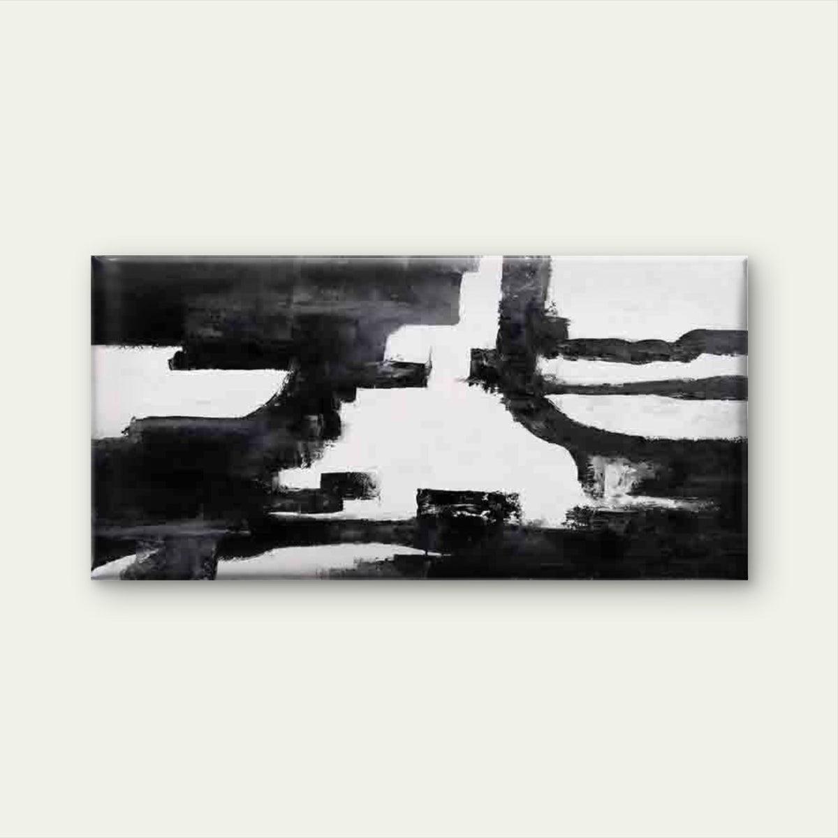 Abstract Grunge Blak and White Wall Art Canvas Office Home Room Framed 120x60cm
