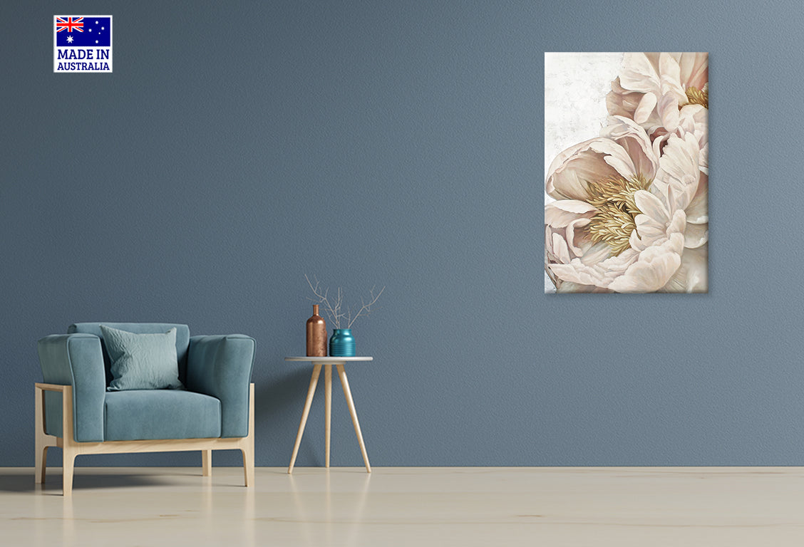 Beauty Of Calm Pink Peony Flowers Print 100% Australian Made 40x60cm Stretched Canvas Ready to Hang