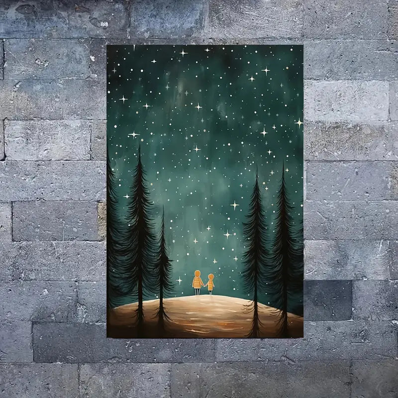 Sibling Adventure Star Gazing Canvas Art Print 100% Australian Made 40x60cm Stretched Canvas Ready to Hang