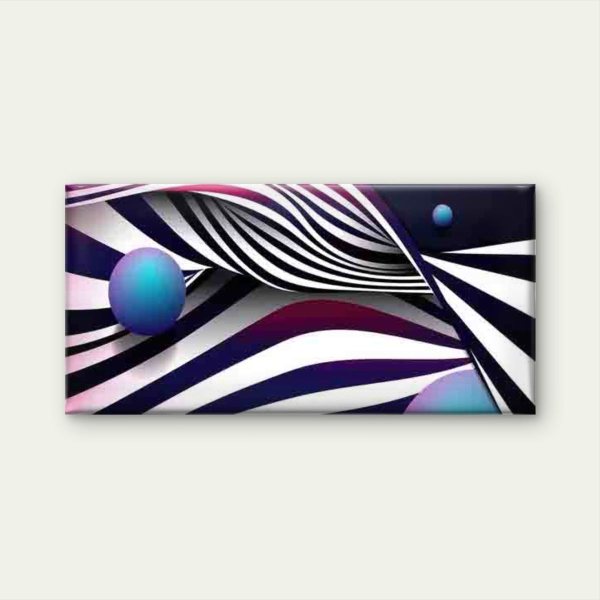 Abstract Wavy Lines And Spheres Wall Art Canvas Office Home Room Framed 120x60cm