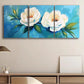 3pcs White Flowers with Blue Leaves Metal Print Ready to Hang Art