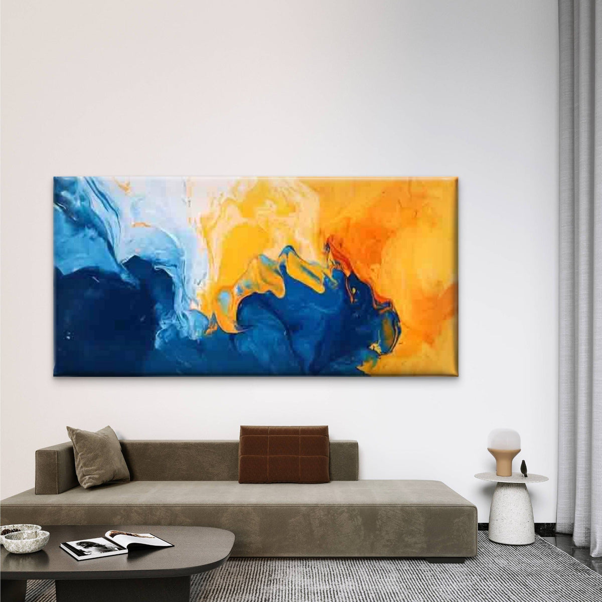 Fluid Movement Dynamic Flow Wall Art Canvas Office Home Room Framed 80x45cm
