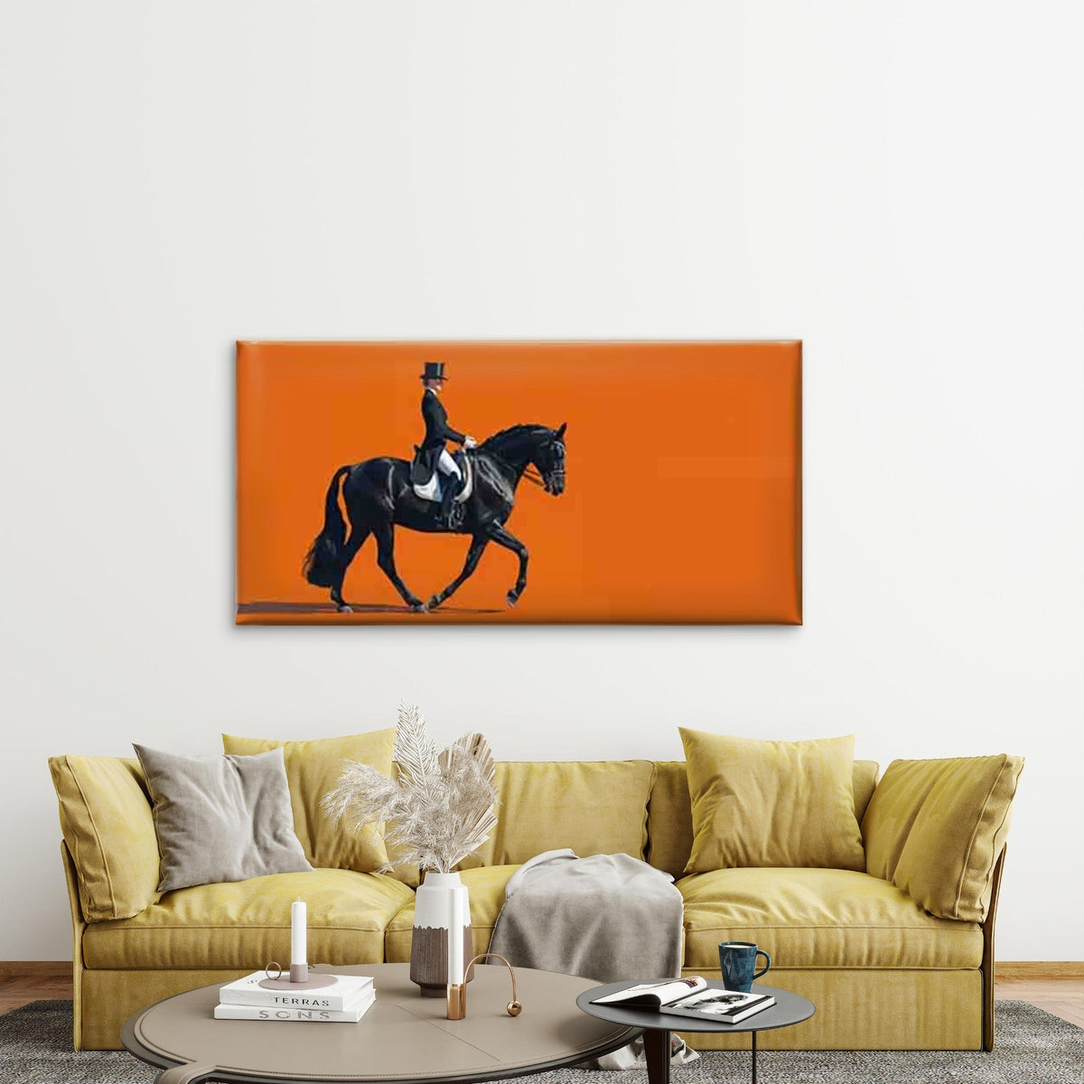Elegant Equestrian Dressage Wall Art Canvas Office Home Room Framed 120x60cm