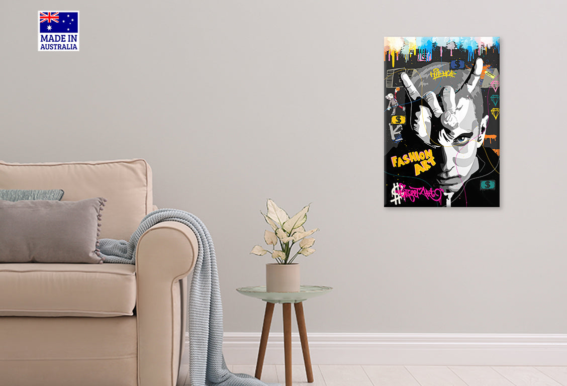 Fashion Pop Art Singer Street Painting Print 100% Australian Made 40x60cm Stretched Canvas Ready to Hang