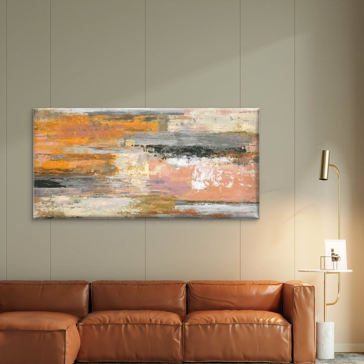 Abstract Design Warm Tones Wall Art Canvas Office Home Room Framed 120x60cm
