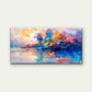 Vibrant Autumn Lake Scene Wall Art Canvas Office Home Room Framed 120x60cm