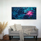 Bright Red Flower on Dark Bush Wall Art Canvas Office Home Room Framed 120x60cm