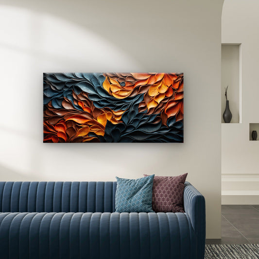 Orange Black Textured Abstract Wall Art Canvas Office Home Room Framed 80x45cm