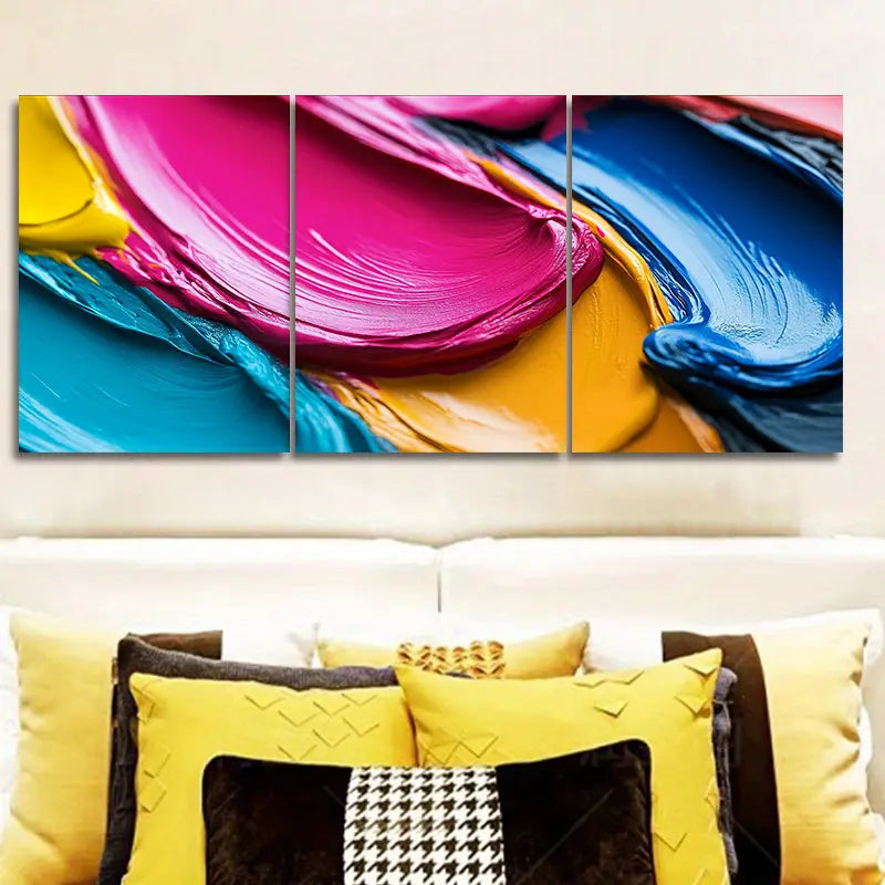 3pcs Colorful Abstract Painting Metal Print Ready to Hang Art