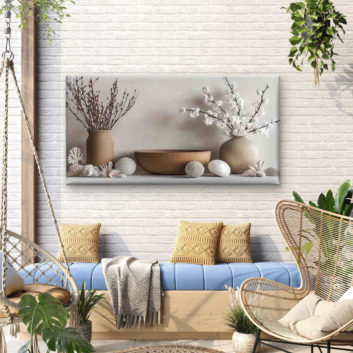 Vase Arrangements with Natural Wall Art Canvas Office Home Room Framed 80x45cm