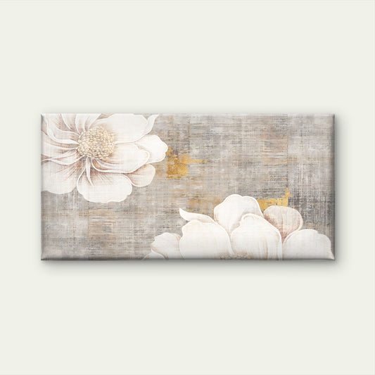 Abstract Floral Grey Gold Wall Art Canvas Office Home Room Framed 80x45cm