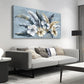 Tropical Botanical White and Yellow Floral Wall Art canvas office home room framed 80x45cm
