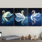 3pcs White Swan Metal Print Ready to Hang Art