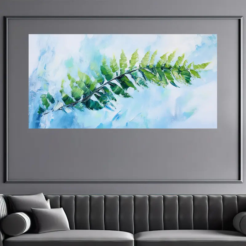 Chic Blue Sky & Green Plants Wall Art wall canvas office home room framed 120x60cm