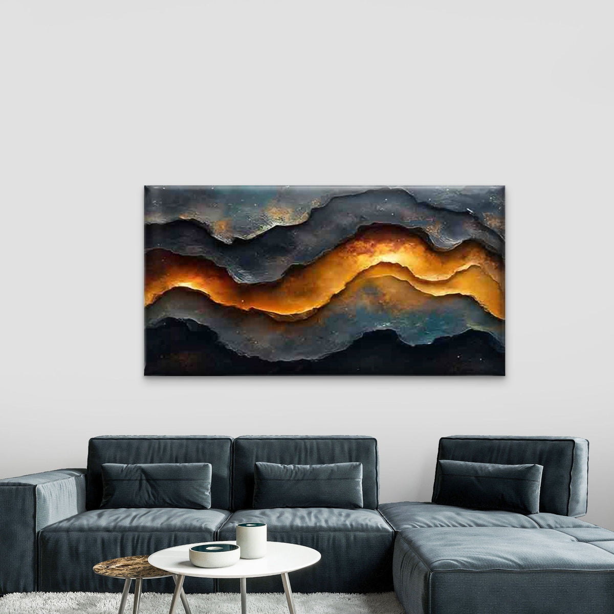 Abstract Wave Pattern Artwork Wall Art Canvas Office Home Room Framed 80x45cm