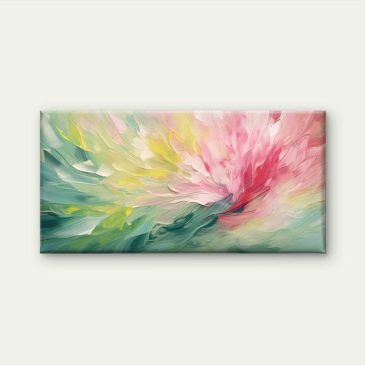 Modern Impasto Floral Wave Wall Art Canvas Office Home Room Framed 80x45cm