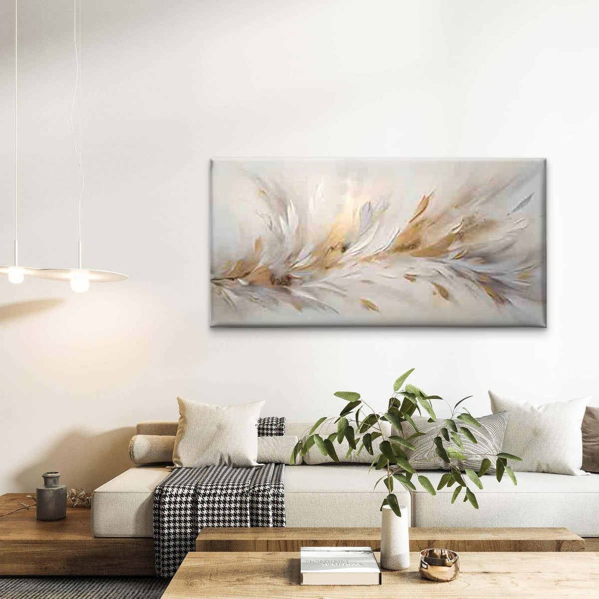 Abstract Dynamic Feather Wall Art Canvas Office Home Room Framed 80x45cm