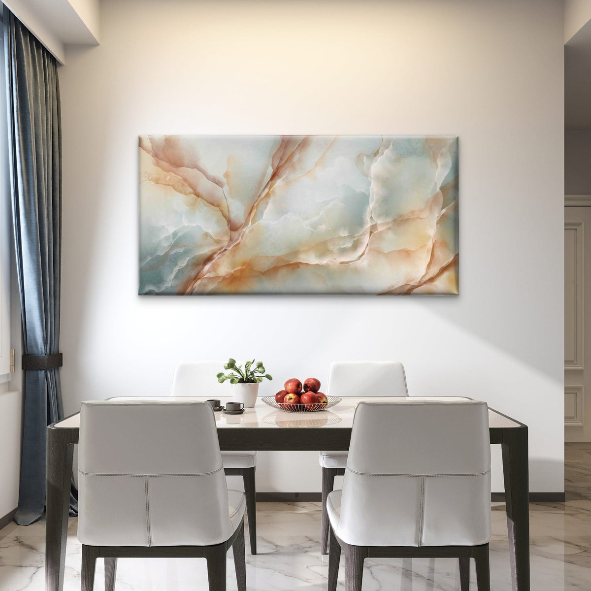 Onyx Marble With Soft Golden Wall Art Canvas Office Home Room Framed 120x60cm