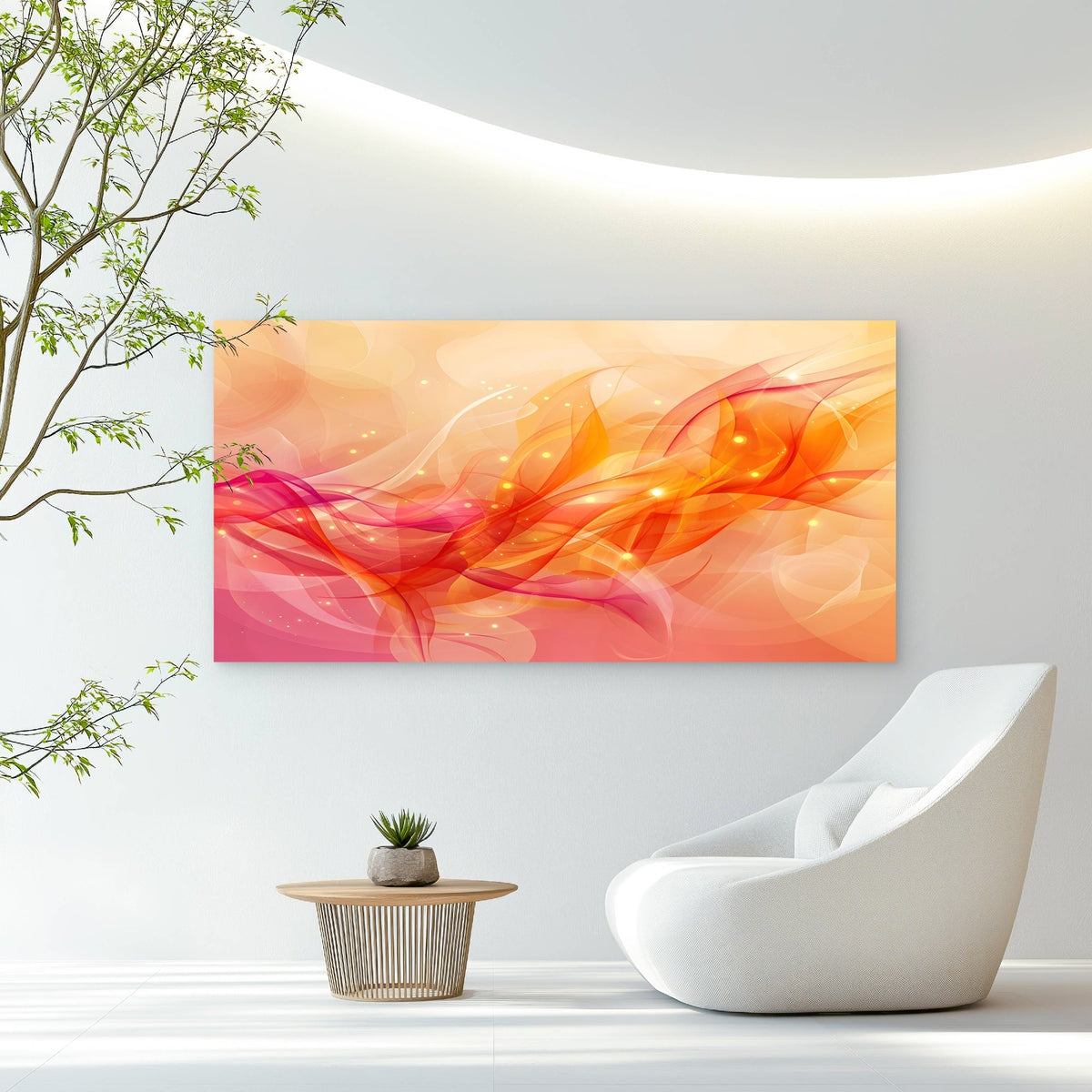 Abstract Orange Pink Glow Wall Art Canvas Office Home Room Framed 120x60cm